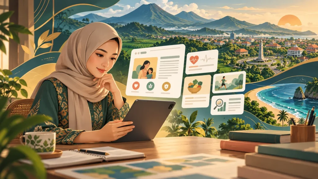 Ilustrasi membaca artikel informasi JKN dan PRB di Jember